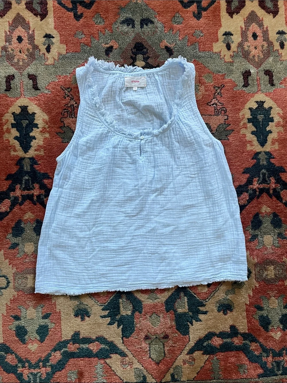 XIRENA Rosie Cotton Tank Top size Small Light Blue
